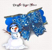 Dog Bow-Tiny Ties Holiday , Blue Snow