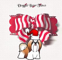 Dog Bow-Tiny Ties Holiday , Christmas Candy Cane Wavy Stripes