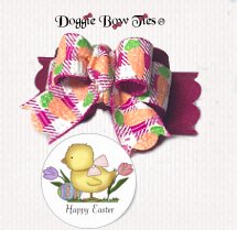 Dog Bow-Tiny Ties Holiday -Easter Plaid Fuchsia