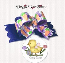 Dog Bow-Tiny Ties Holiday -Easter Plaid Royal Purple 