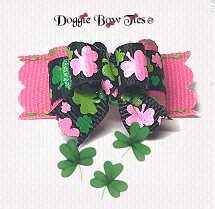 Dog Bow-Tiny Ties Holiday-Hot Pink/Black Clovers