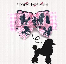 Dog Bow-Tiny Ties II-Pink Gingham Poodle