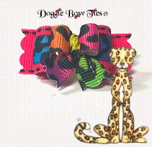 Dog Bow-Tiny Ties, Rainbow Leopard