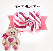 Dog Bow-Tiny Ties, Tea Rose Stripes