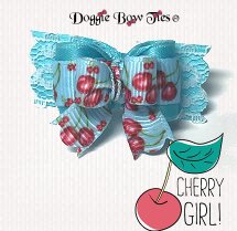 Dog Bows-Tiny Ties Cherry Lace