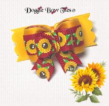 Dog Bow-Tiny Ties , Sunflowers Red and Marigold