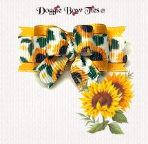 Dog Bow-Tiny Ties II, Amber Gold Sunflowers