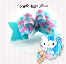 Dog Bow-Tiny Ties, Aqua and Pink Dots