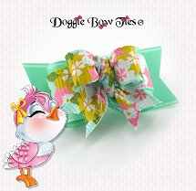 Dog Bow-Tiny Ties, Aqua Spring Song