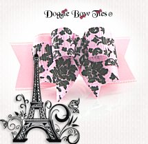 Dog Bow-Tiny Ties, Arabesque Floral Lt Pink