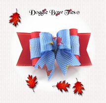 Dog Bow-Tiny Ties, Autumn Leaves Ginger and Blue