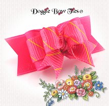 Dog Bow-Tiny Ties, Azalea Pinstripes