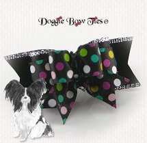 Dog Bow-Tiny Ties, Black, Colorful Dots