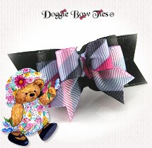 Dog Bow-Tiny Ties Black Diagonal Stripes