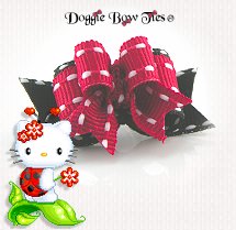 Dog Bow-Tiny Ties, Black and Red Stitches