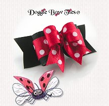 Dog Bow-Tiny Ties, Black with Red Swiss Dot