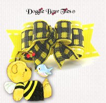 Dog Bows-Tiny Ties,Yellow and Black Check