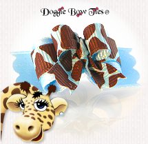 Dog Bow-Tiny Ties, Blue Giraffe