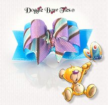 Dog Bow-Tiny Ties, Lilac and Blue Stripes