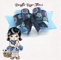 Dog Bow-Tiny Ties II , Blue Moonflowers