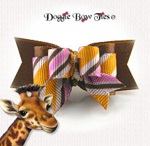 Dog Bow-TinyTiesBronzeDiagonalStripes