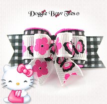 Dog Bow-Tiny Ties, Butterfly Kisses, Pink and Black Gingham
