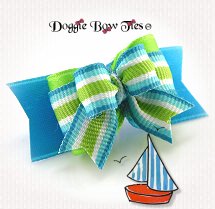 Dog Bow-Tiny Ties, Summer Cabana, Lime and Turquoise
