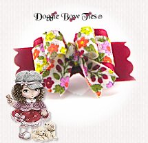 Dog Bow-Tiny Ties, Cranberry Calico