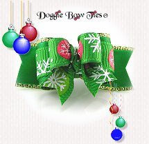 Dog Bow-Tiny Ties, Christmas Emerald Snowflake