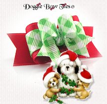 Dog Bow-Tiny Ties Christmas Green Plaid