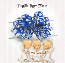 Dog Bow-Tiny Ties, Christmas, Royal Blue Snowflake