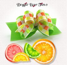 Dog Bow-Tiny Ties, Checkers, Citrus