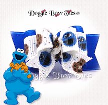 Dog Bow-Tiny Tie, Cookie Monster, Ultra Blue