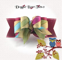DogBow-Tiny Ties, Deep mauve Diagonal Stripes