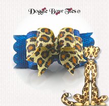 Dog Bow-Tiny Ties, Denim Leopard