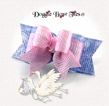 Dog Bow-Tiny Ties, Blue Jean baby, Pink and Blue Denim