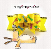 Dog Bow-Tiny Ties, Doggy Bones, Yellow
