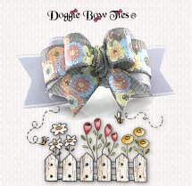 Dog Bow~Tiny Ties, Dove Grey Floral