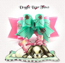 Dog Bow-Tiny Ties, Dusty Pink & Aqua Floral
