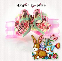 Dog Bow-Tiny Ties, Pink and Green Gingham, Easter Peter Cotton Tail