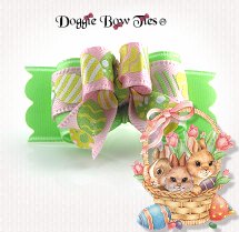 Dog Bow-Tiny Ties, Easter Eggs Green