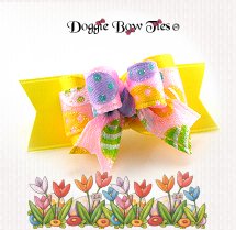 Dog Bow-Tiny Ties, Pastel Easter Eggs Yellow