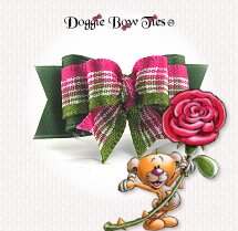 Dog Bow-Tiny Ties, Fern and Watermelon Plaid