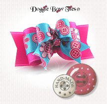 Dog Bow-Tiny Ties, Flower Buttons