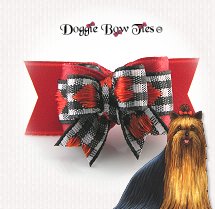 Dog Bow-Tiny Ties, Ginger Gingham Hearts