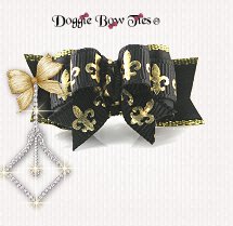 Dog Bow~Tiny Ties, Black & Gold Patriot