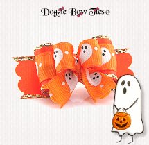 Dog Bow-Tiny Ties, Halloween, Ghost, Orange