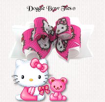 Dog Bows-Tiny Ties, Hot Pink Hello Kitty