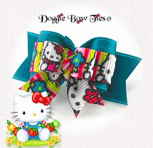 Dog Bow-Tiny Ties, Hello Kitty, Teal