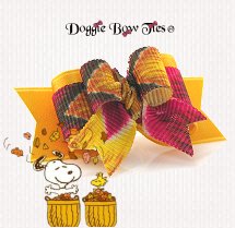 Dog Bow-Tiny Ties, Holiday, Fall, Chevron Colors, Old Gold